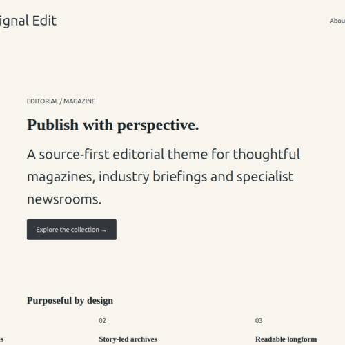 Signal Ledger demo Signal Ledger WordPress Theme